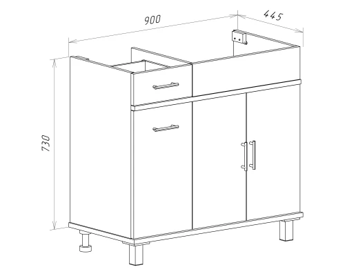 Тумба под раковину Misty Купер - 90 с Б/К белая правая П-Куп01090-012БкП