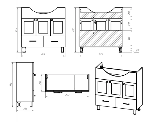 Тумба под раковину Misty Латте - 85 с 2 ящ. бежевая П-Лат01085-0322Я