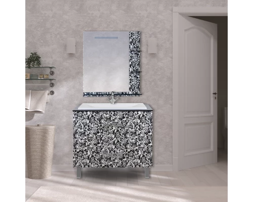 Тумба под раковину Misty Мадлен Boston 80 белая/черная П-Мдб01080-2422Я