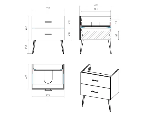 Тумба под раковину Misty Маргарет - 60 (хром)