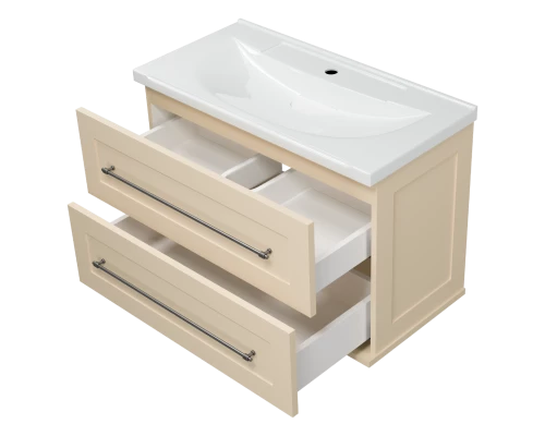 Тумба под раковину Misty Марта - 80 с 2 ящ. подвесная (бежевый) П-Мрт09080-031П2Я