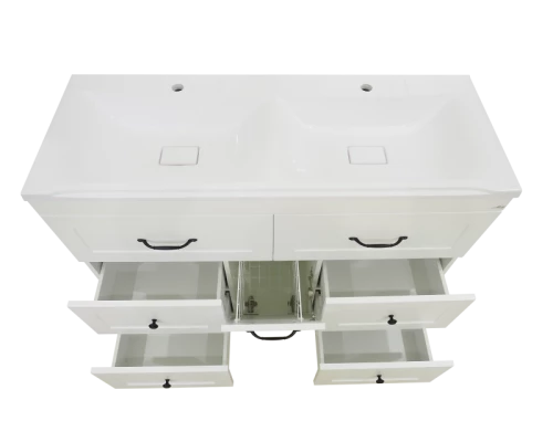 Тумба под раковину Misty Дуэт - 120 Тумба белая матовая с 6 ящ. + Б/К П-Ду011206я01-1