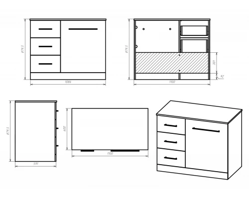 Тумба под раковину Misty Респект - 110 под стиральную машину левая