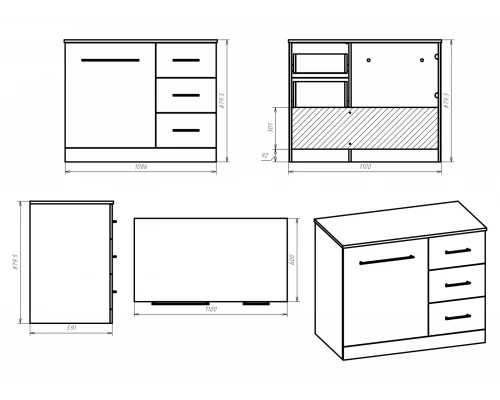 Тумба под раковину Misty Респект - 110 под стиральную машину правая