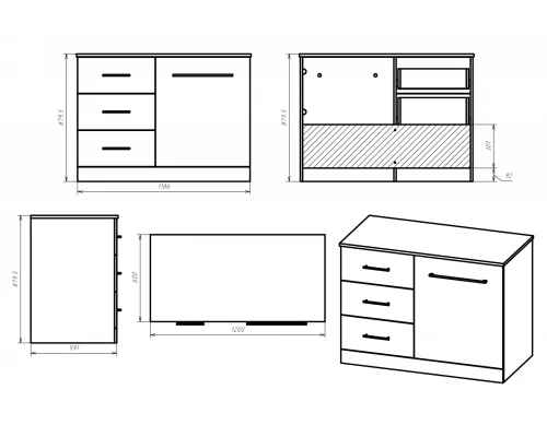 Тумба под раковину Misty Респект - 120 под стиральную машину левая