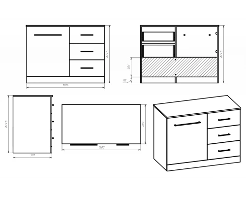 Тумба под раковину Misty Респект - 120 под стиральную машину правая