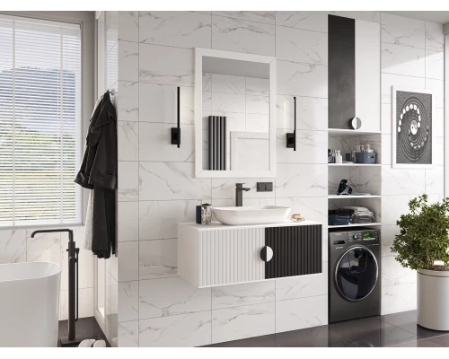 Тумба с раковиной Brevita Richard - 105 подвесная (белая/черная)