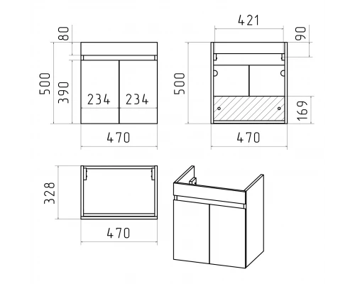 Тумба под раковину Misty Ронда - 50 подвесная