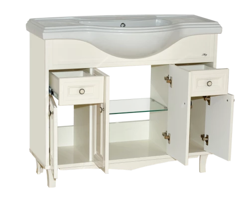 Тумба под раковину Misty Шармель 105 с 2-мя ящиками бежевая эмаль Л-Шрм01105-5812Я