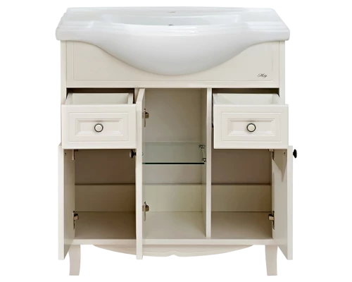Тумба под раковину Misty Шармель 80 тумба с 2-мя ящиками бежевая эмаль Л-Шрм01080-5812Я