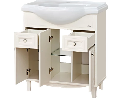 Тумба под раковину Misty Шармель 80 тумба с 2-мя ящиками бежевая эмаль Л-Шрм01080-5812Я