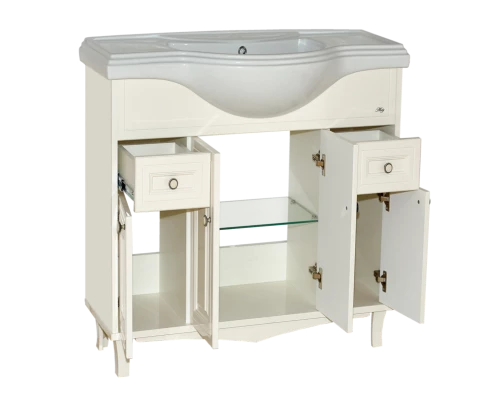 Тумба под раковину Misty Шармель 80 тумба с 2-мя ящиками бежевая эмаль Л-Шрм01080-5812Я