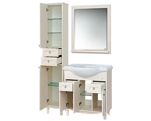 Тумба под раковину Misty Шармель 80 тумба с 2-мя ящиками бежевая эмаль Л-Шрм01080-5812Я