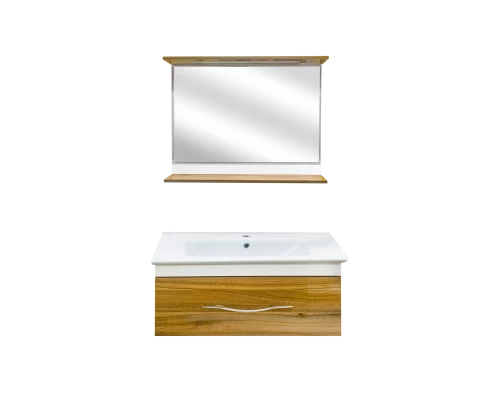 Тумба под раковину Misty Турин -100 Тумба подвесная орех глянец/белый П-Тур01100-96141ЯП