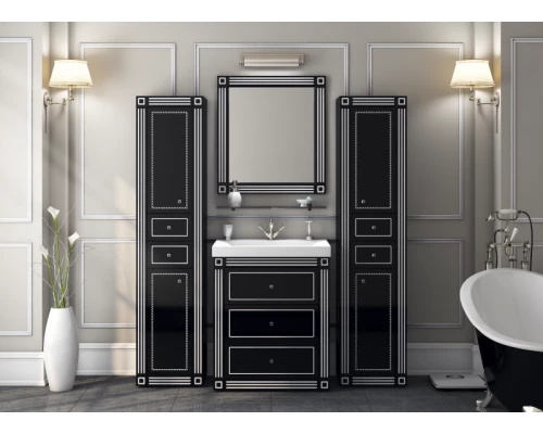 Тумба под раковину Misty Venezia - 75 с 3 ящ. черная с серебром Л-Внц01075-5533Я