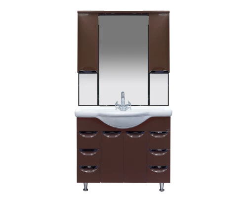 Тумба под раковину Misty Жасмин 105 с 6-ю ящиками коричневая эмаль П-Жас01105-1416Я