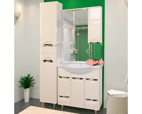 Тумба под раковину Misty Жасмин - 95 с 2 ящ. + Б/К бежевая эмаль П-Жас01095-031К2Я