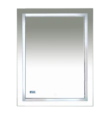 Зеркало Misty 2 Неон - Зеркало LED600х800 сенсор на зеркале + часы (двойная подсветка)