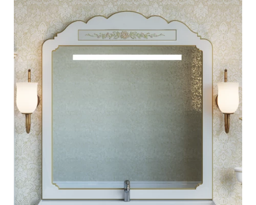 Зеркало Misty Milano 120 белое патина/декор Л-Мил02120-013