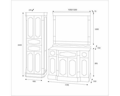Зеркало Misty Астория Gold 120 бежевое глянец Л-Асг02120-3818Св