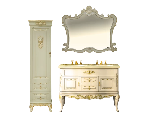 Зеркало Misty Bianco 120 бежевое сусальное золото Л-Бья02120-381