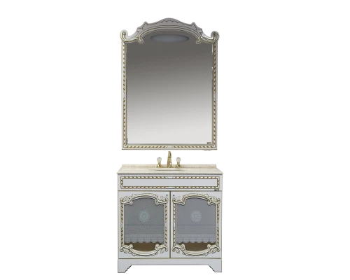 Зеркало Misty Элис - 90 Зеркало белое патина/стекло Л-Эли02090-013