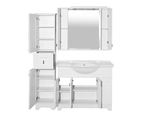 Зеркальный шкаф Misty Лувр - 105 с 2-мя шкафчиками белый П-Лвр03105-0122Ш