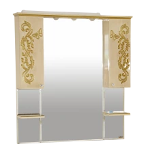 Зеркальный шкаф Misty Бабочка -120 Зеркало-шкаф (свет) бежевое патина Л-Баб04120-033Св