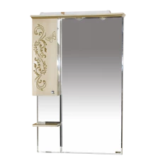 Зеркальный шкаф Misty Бабочка - 75Зеркало-шкаф лев.(свет) бежевое патина Л-Баб04075-033СвЛ