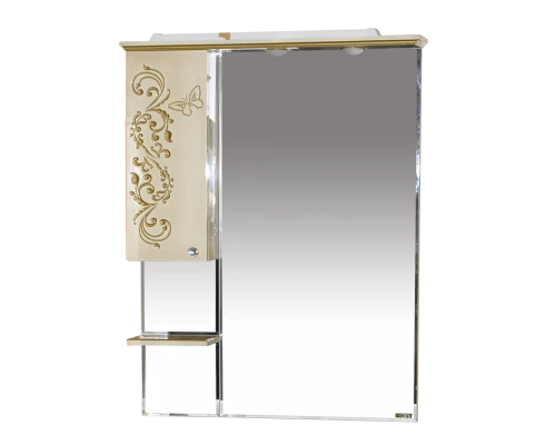 Зеркальный шкаф Misty Бабочка - 90 Зеркало-шкаф лев.(свет) бежевое патина Л-Баб04090-033СвЛ
