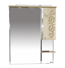 Зеркальный шкаф Misty Бабочка - 90 Зеркало-шкаф прав.(свет) бежевое патина Л-Баб04090-033СвП