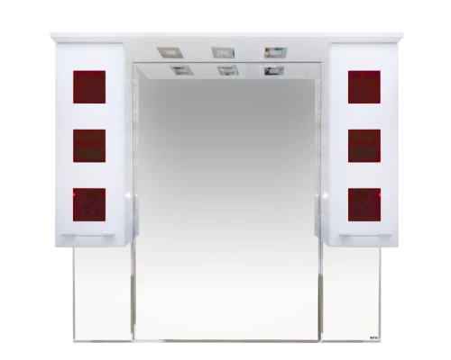 Зеркальный шкаф Misty Кармен -100 Зеркало-шкаф бел.плен/красн.стекло П-Крм04100-2615