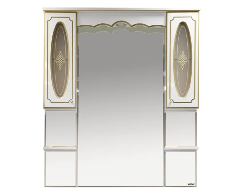 Зеркальный шкаф Misty Монако -100 Зеркало - шкаф белая патина/стекло Л-Мнк04100-013Л
