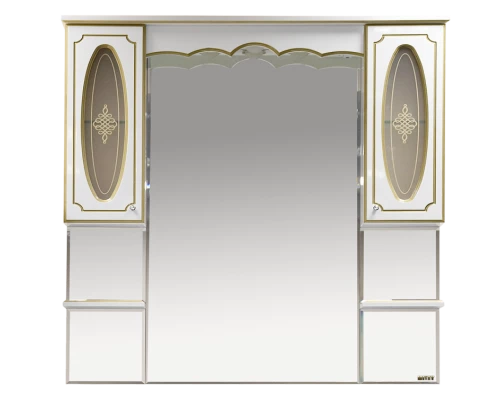 Зеркальный шкаф Misty Монако -120 Зеркало - шкаф белая патина/стекло Л-Мнк04120-013Л