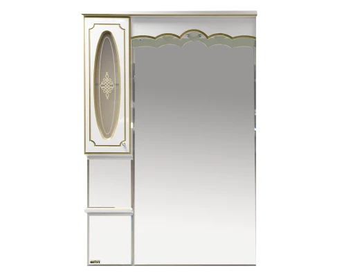 Зеркальный шкаф Misty Монако - 80 Зеркало - шкаф лев. белая патина/стекло Л-Мнк02080-013Л