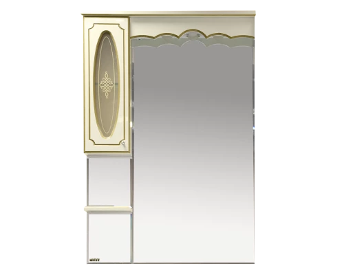 Зеркальный шкаф Misty Монако - 80 Зеркало - шкаф лев. бежевая патина/стекло Л-Мнк02080-033Л