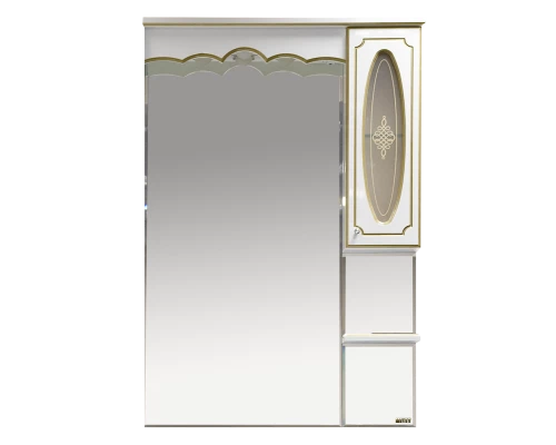 Зеркальный шкаф Misty Монако - 80 Зеркало - шкаф прав. белая патина/стекло Л-Мнк02080-013П