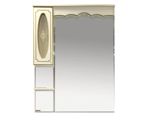 Зеркальный шкаф Misty Монако - 90 Зеркало - шкаф лев. бежевая патина/стекло Л-Мнк02090-033Л