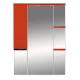 Зеркальный шкаф Misty Жасмин -75 Зеркало - шкаф лев. (свет) красная ПЛЕНКА П-Жас02075-042СвЛ