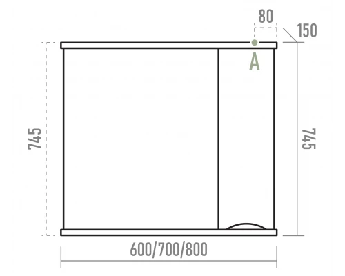 Зеркальный шкаф Misty Атлантик - 80 левый (белый) П-Атл-4080-010Л