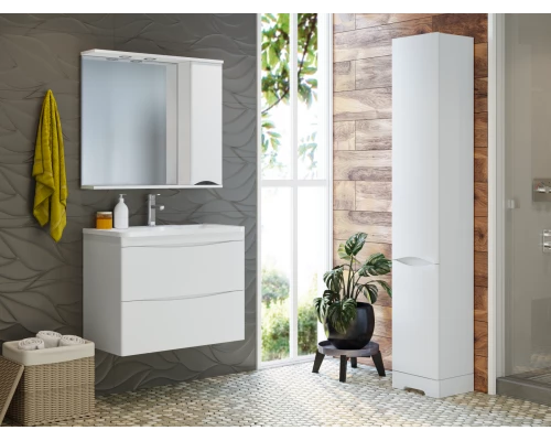 Зеркальный шкаф Misty Атлантик - 70 левый (белый) П-Атл-4070-010Л