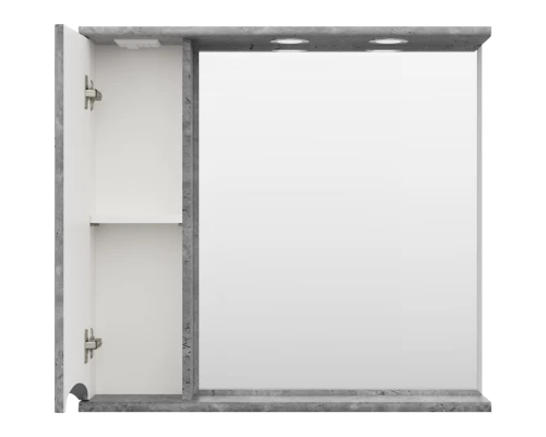 Зеркальный шкаф Misty Атлантик - 80 левый (серый камень) П-Атл-4080-050Л