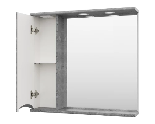 Зеркальный шкаф Misty Атлантик - 80 левый (серый камень) П-Атл-4080-050Л