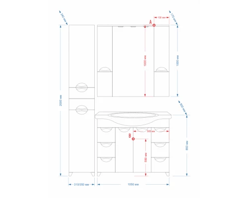 Зеркальный шкаф Misty Орхидея - 105 со светом белый П-Жас02105-011Св