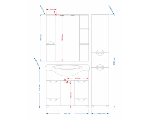 Зеркальный шкаф Misty Орхидея - 85 со светом бежевый правый П-Жас02085-031СвП