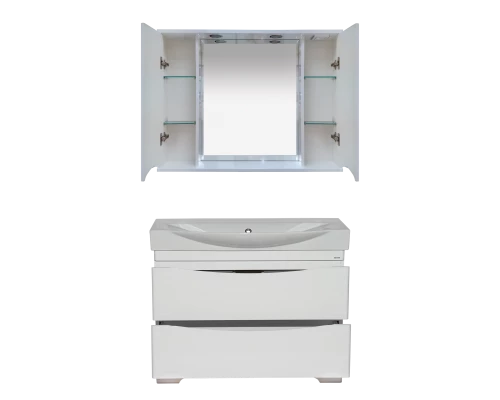 Зеркальный шкаф Misty Элвис -105 Зеркало-шкаф (свет) белая эмаль П-Элв-01105-011