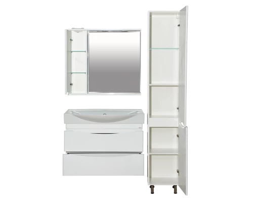 Зеркальный шкаф Misty Элвис - 85 Зеркало-шкаф лев. (свет)белая эмаль П-Элв-01085-011Л