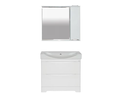 Зеркальный шкаф Misty Элвис - 85 Зеркало-шкаф прав. (свет) белая эмаль П-Элв-01085-011П