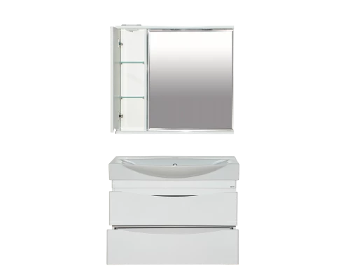 Зеркальный шкаф Misty Элвис - 85 Зеркало-шкаф лев. (свет)белая эмаль П-Элв-01085-011Л