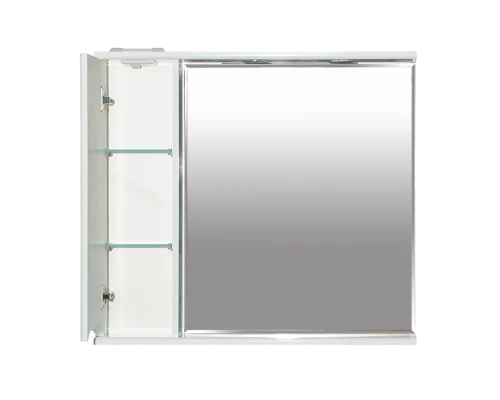 Зеркальный шкаф Misty Элвис - 85 Зеркало-шкаф лев. (свет)белая эмаль П-Элв-01085-011Л